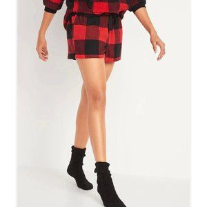 Women's Old Navy Sleep Flannel Short Red/Black Large Plaid NWT XL